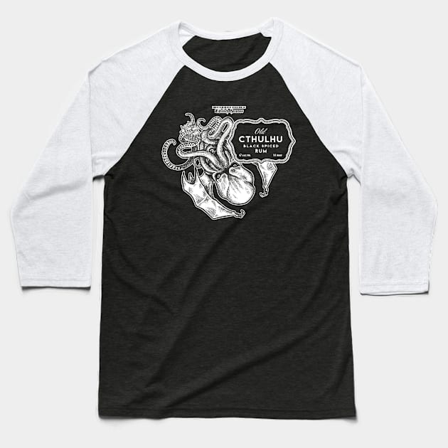 Old Cthulhu Rum - Black Baseball T-Shirt by Dicky